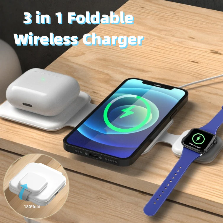 3 In 1 Magnetic Foldable Wireless Charger Charging Station Multi-device Folding Cell Phone Wireless Charger Gadgets - Image 2